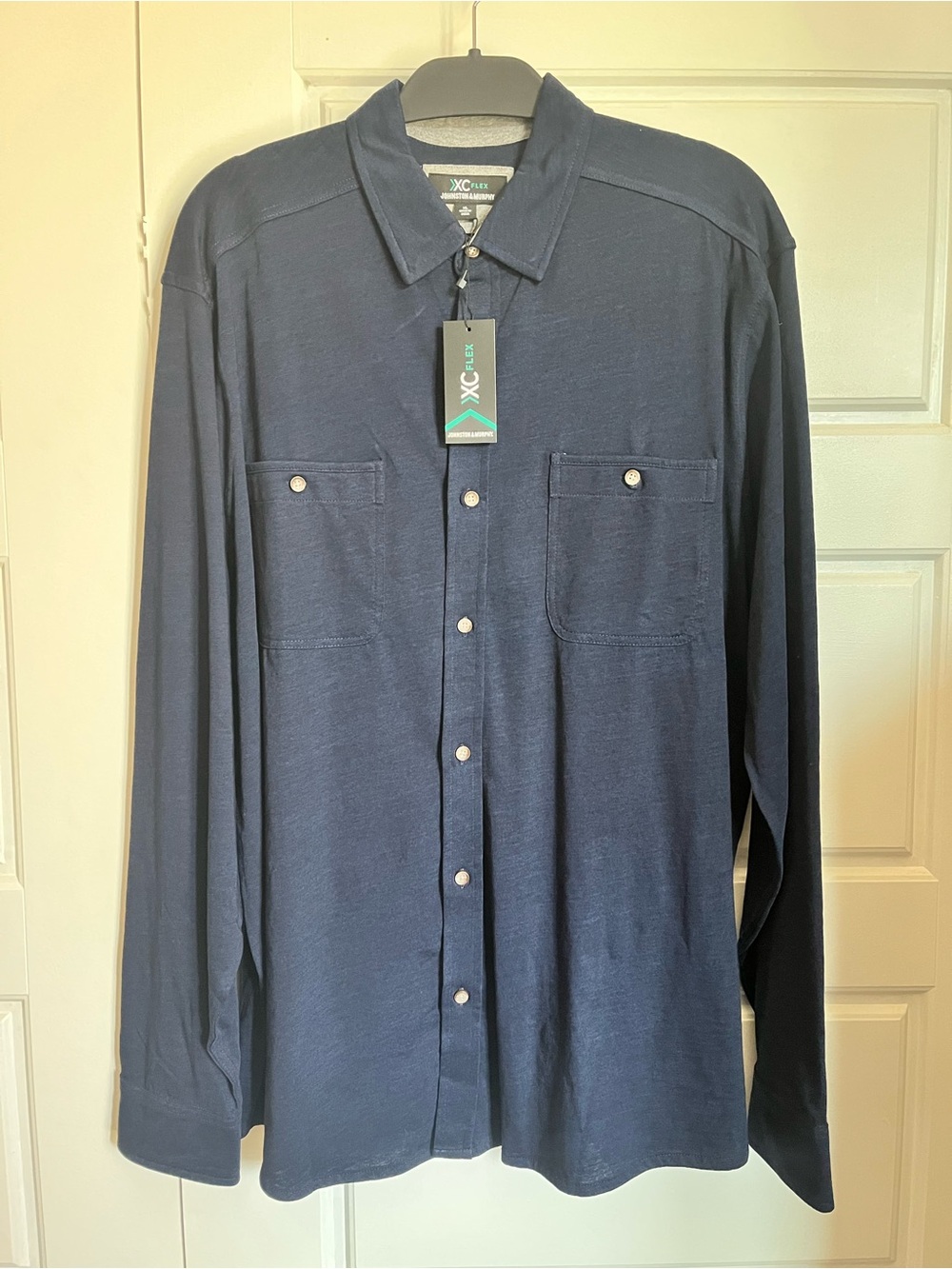 Brand New! Men’s Johnston & Murphy XC Flex Navy Casual Button-Down Shirt